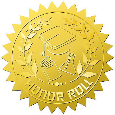 34 Sheets Honor Roll Self Adhesive Gold Foil Embossed Stickers DIY-WH0509-038-1
