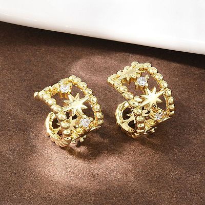 Brass Micro Pave Clear Cubic Zirconia Cuff Rings EJEW-C159-01G-1