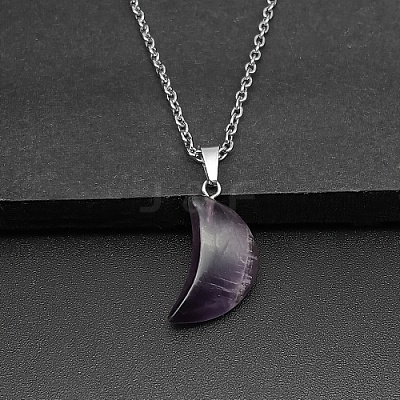 Moon Natural Amethyst Pendant Necklaces AK5365-3-1