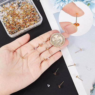 200Pcs 304 Stainless Steel Stud Earring Findings STAS-BBC0001-70-1