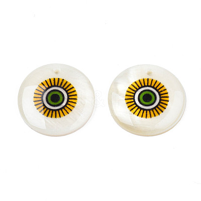 Printed Freshwater Shell Charms SHEL-T009-20C-1
