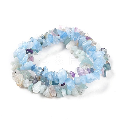 Chips Natural Mixed Stone Stretch Bracelets BJEW-JB05643-1