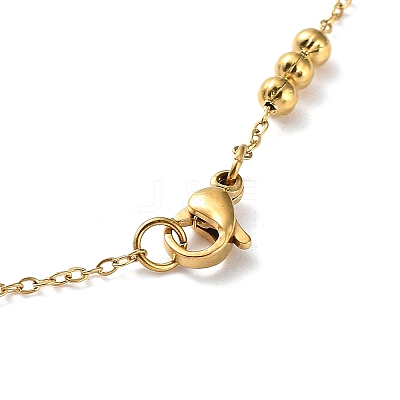304 Stainless Steel Round Beaded Link Chain Necklaces for Women LS-NJEW-D058-02G-1