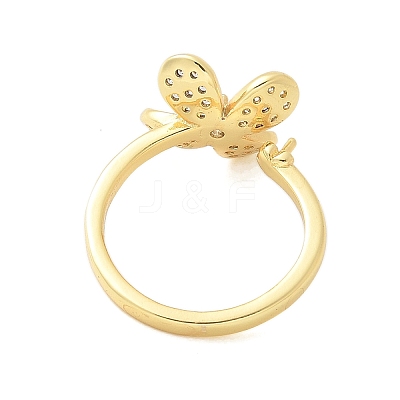 Flower Brass Micro Pave Cubic Zirconia Cuff Cup Peg Ring Settings KK-K297-23G-1