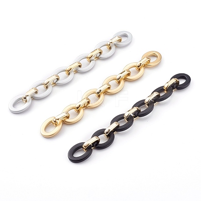 Opaque Spray Painted Acrylic & CCB Plastic Linking Cable Chains Set AJEW-JB00912-1