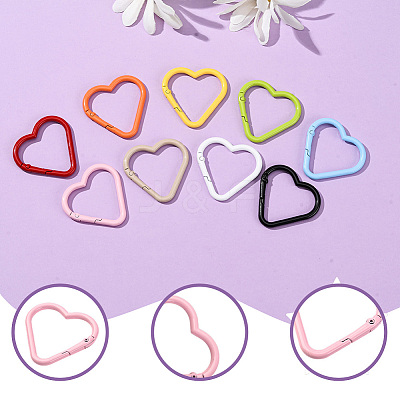 18Pcs 9 Colors Baking Paint Alloy Spring Gate Rings FIND-SC0017-36-1