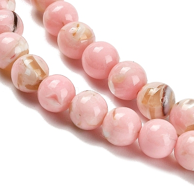 Assembled Synthetic Stone and Trochus Shell Beads Strands G-B128-08A-03-1