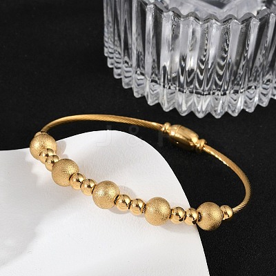 304 Stainless Steel Texture Bead Bangles BJEW-L610-18G-1