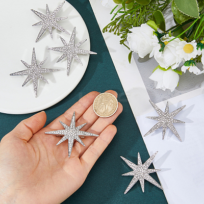 6Pcs Star Alloy Rhinestone Lapel Pins for Backpack Clothes JEWB-DC0001-39P-1
