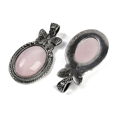 Natural Rose Quartz Pendants G-I370-09AS-06-1