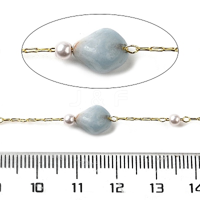 Handmade Natural Morganite Nuggets Beaded Chains CHC-F020-04G-02-1