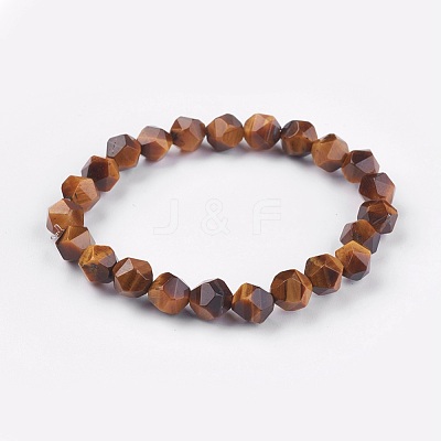 Natural Tiger Eye Stretch Bracelets BJEW-JB03950-01-1