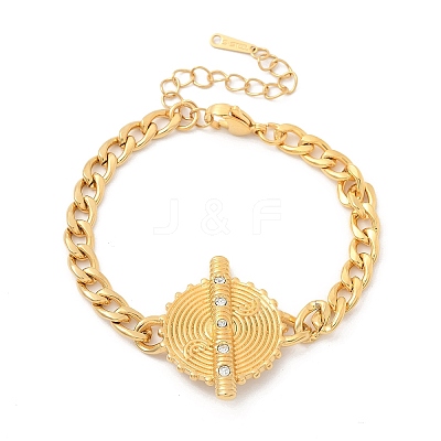 304 Stainless Steel Cuban Link Chain Bracelets for Women STAS-Z117-10G-1