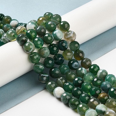 Natural Striped Agate/Banded Agate Beads Strands G-A246-8mm-06-1
