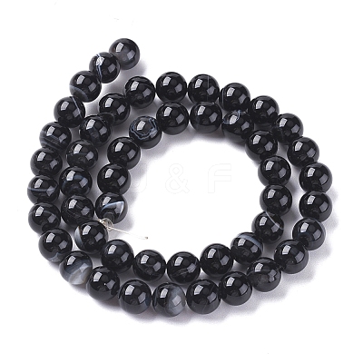Natural Black Agate Beads Strands G-G582-4mm-60-1