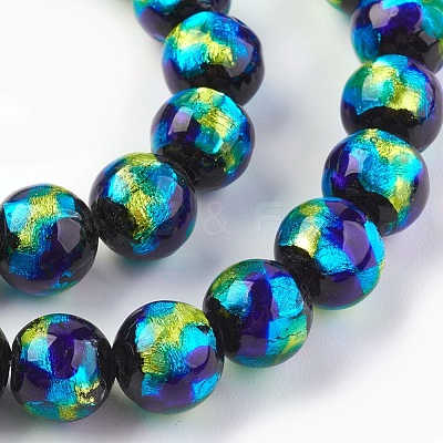 Handmade Silver Foil Glass Lampwork Beads LAMP-P051-G02-10mm-1