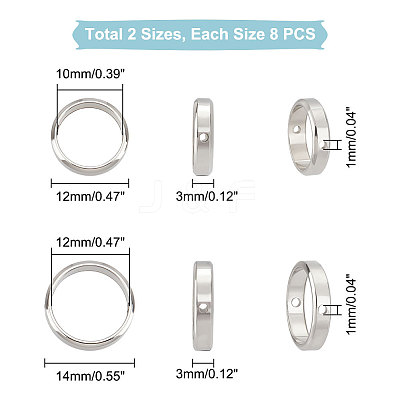 16Pcs 2 Styles 201 Stainless Steel Bead Frames STAS-UN0042-91-1