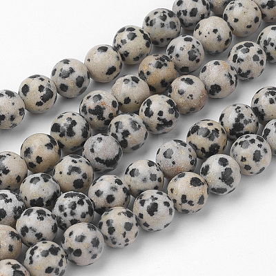 Natural Dalmatian Jasper Bead Strands G-G735-68-8mm-1