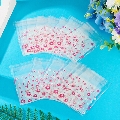 2 Bags Flower Printed OPP Cellophane Self Seal Bags OPC-TADJ0001-01-1