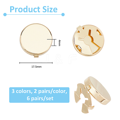 6 Pairs 3 Colors Brass Cufflink Settings FIND-FH0010-31-1