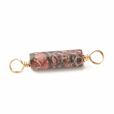 Natural Leopard Skin Jasper Connector Charms PALLOY-JF01454-04-1