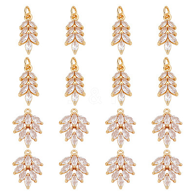 16Pcs 2 Styles Brass Micro Pave Cubic Zirconia Pendants KK-HY0004-25-1