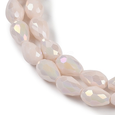 Opaque Solid Color Electroplate Glass Beads Strands EGLA-N013-P8mm-B08-1