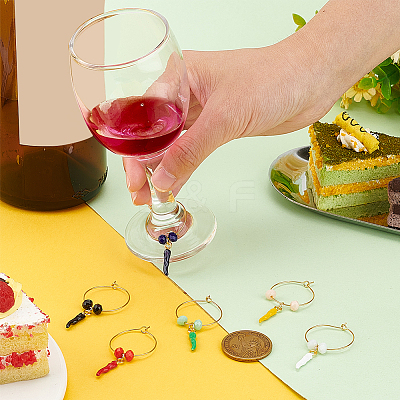 Horn of Plenty Alloy Enamel with Glass Bead Wine Glass Charms AJEW-AB00040-1
