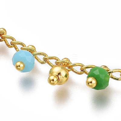 Brass Handmade Colorful Glass Beaded Necklaces NJEW-JN03134-1