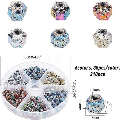 210Pcs 6 Colors Electroplated Natural Lava Rock Beads G-OC0001-97-1