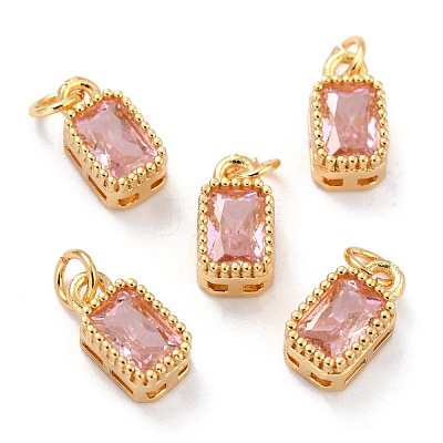 Real 18K Gold Plated Brass Inlaid Cubic Zirconia Charms ZIRC-L100-075G-08-1