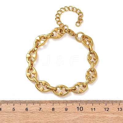 304 Stainless Steel Oval with Triangle Link Chain Bracelets for Women BJEW-F536-12G-1