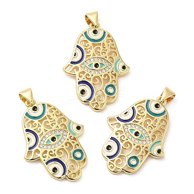Brass Pave Cubic Zirconia Pendants KK-Z028-19G-1