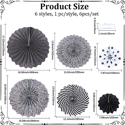 6Pcs Paper Fans Flower for Wedding Birthday Carnival Welcome Party Decorations AJEW-GF0013-45B-1