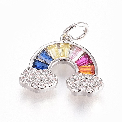 Brass Micro Pave Cubic Zirconia Pendants ZIRC-G166-26P-1