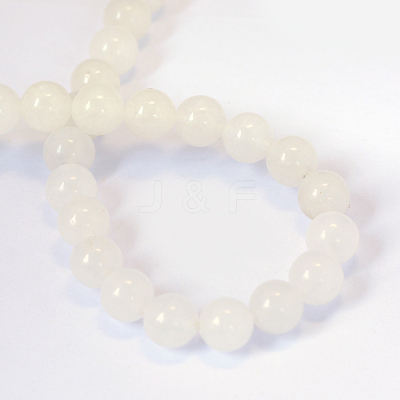 Natural White Jade Round Bead Strands X-G-E334-8mm-13-1