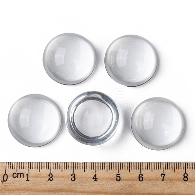 Transparent Half Round Glass Cabochons X-GGLA-R027-25mm-1