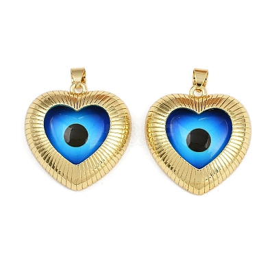 Eye Theme Brass Glass Pendants KK-L244-03G-02-1
