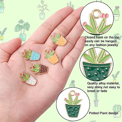 60Pcs 6 Colors Alloy Enamel Pendants ENAM-CJ0004-62-1