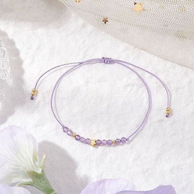 Natural Round Amethyst Beads Braided Bead Bracelets for Women BJEW-JB11655-04-1