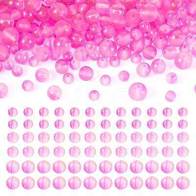 300Pcs Frosted Transparent Glass Beads GLAA-TA0002-78B-1
