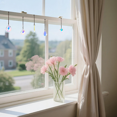 5Pcs Glass Hanging Suncatchers HJEW-FH00193-1