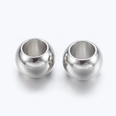 Brass European Beads KK-E359-7mm-P-1