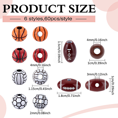 360Pcs 6 Styles Craft Style Acrylic Beads MACR-ME0001-01-1