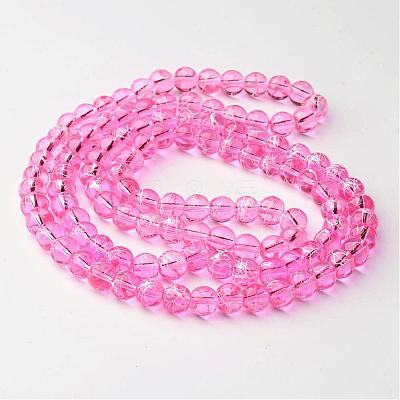 Drawbench Transparent Glass Round Beads Strands X-GLAD-Q012-8mm-03-1