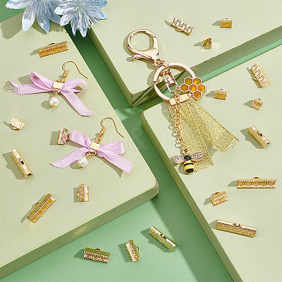 Brass Ribbon Ends KK-PH0003-96-1