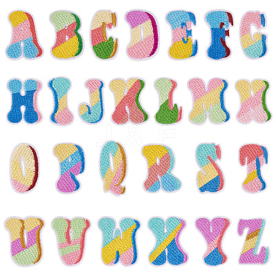52Pcs 2 Sets Letter A~Z Embroider Thread Cloth on/Sew On Patches PATC-TA0001-40-1