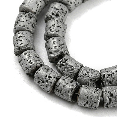 Electroplated Natural Lava Rock Beads Strands G-Z032-J04-12C-1