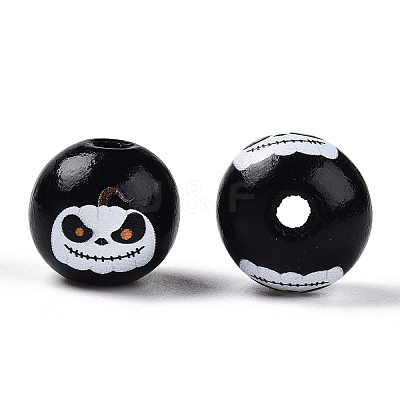 Halloween Theme Wood European Beads WOOD-N016-04D-1