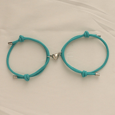 Alloy Heart-shaped Magnetic Braided Rope Bracelets for Couple Girlfriends WG59636-20-1